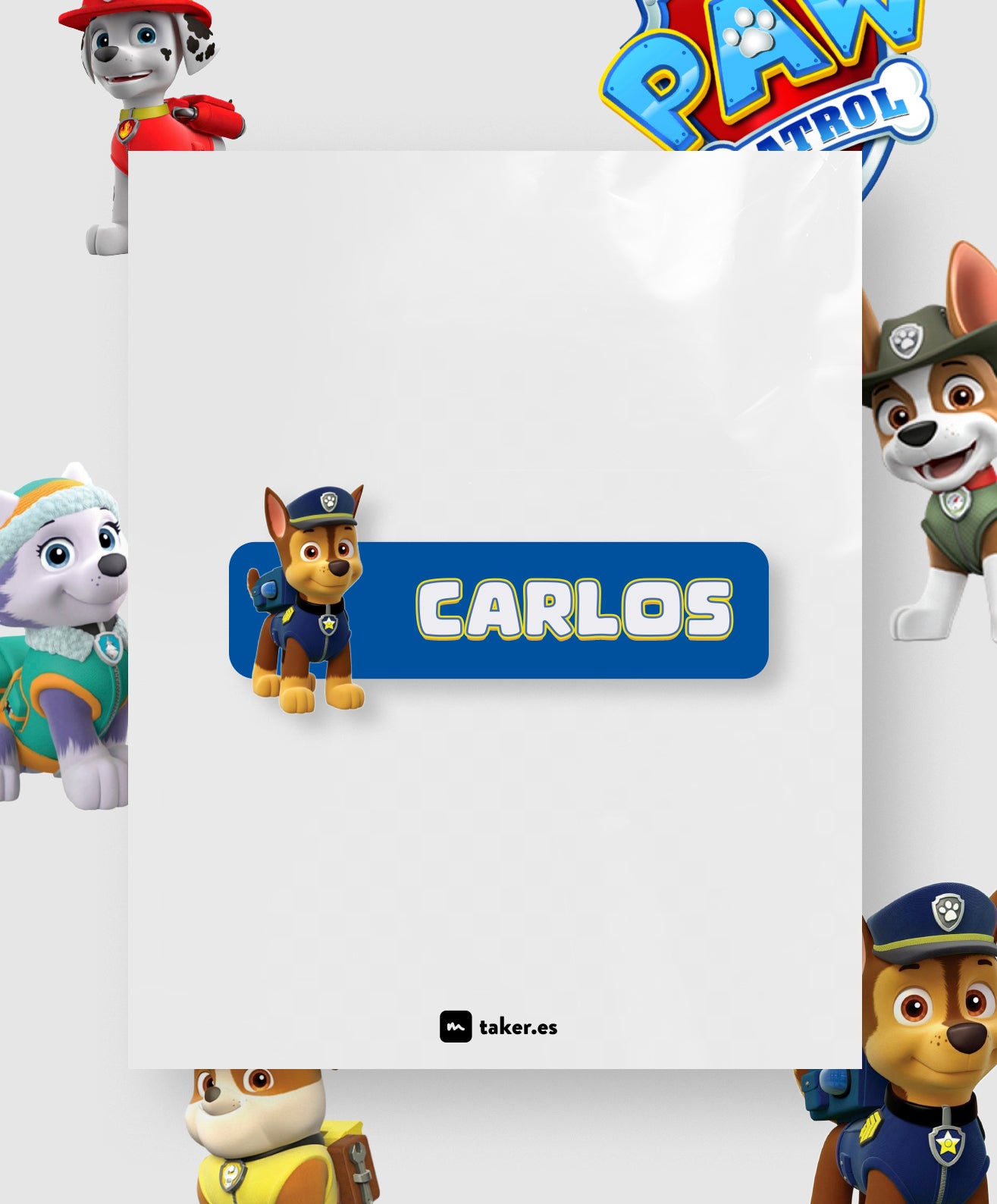 Paw Patrool - Etiqueta de nombre