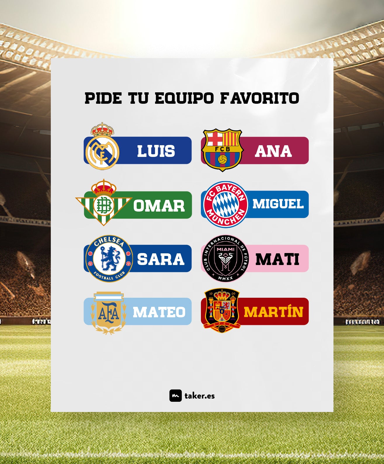 Equipo de fútbol - Etiqueta de nombre
