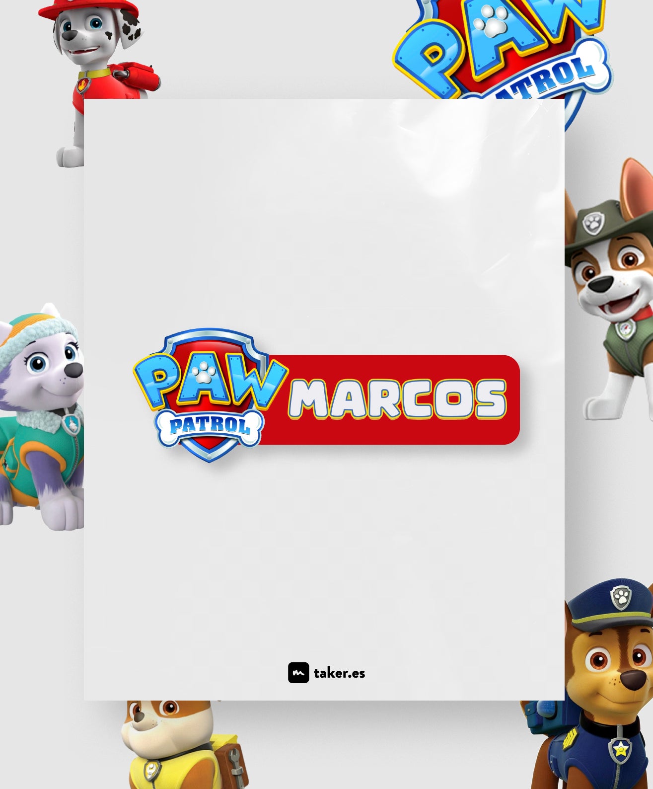 Paw Patrool - Etiqueta de nombre