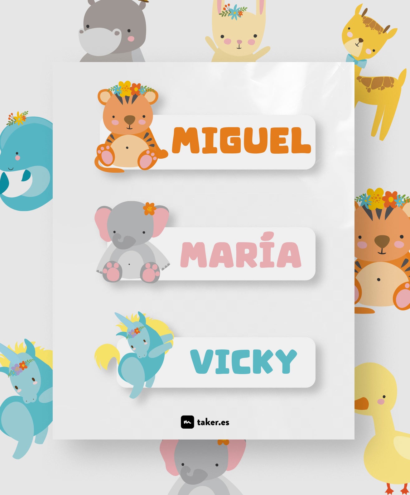 Animales Bebé - Etiquetas de nombre