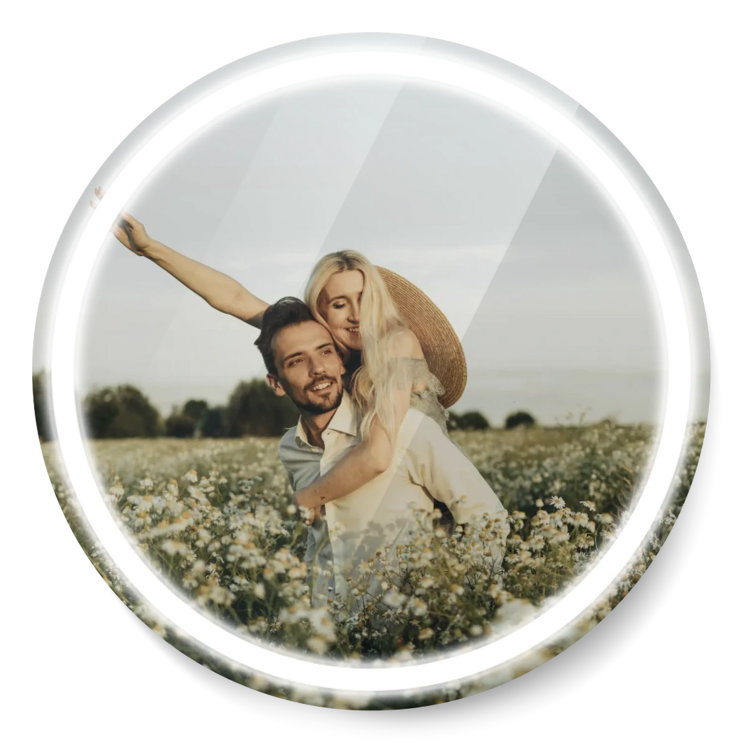 Neón circular con foto base